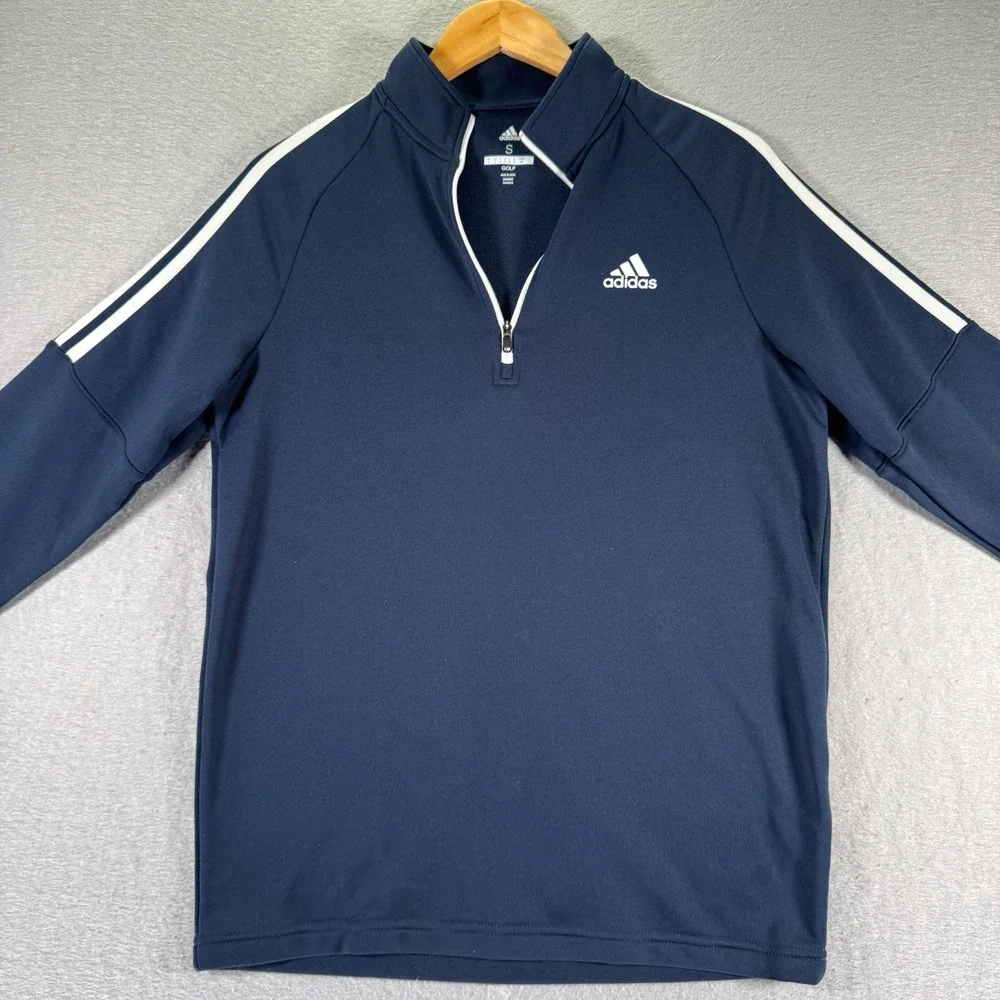 Adidas Golf Quarter Zip Sweater Mens Small Blue‎ Fleece Performance Athleisure